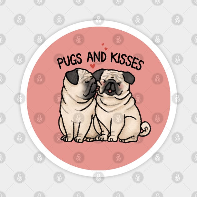 Pugs and Kisses Magnet by drawforpun